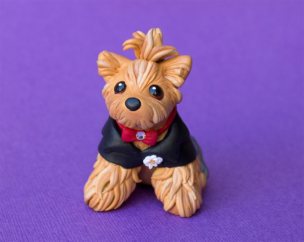 Wedding yorkie dog sculpture