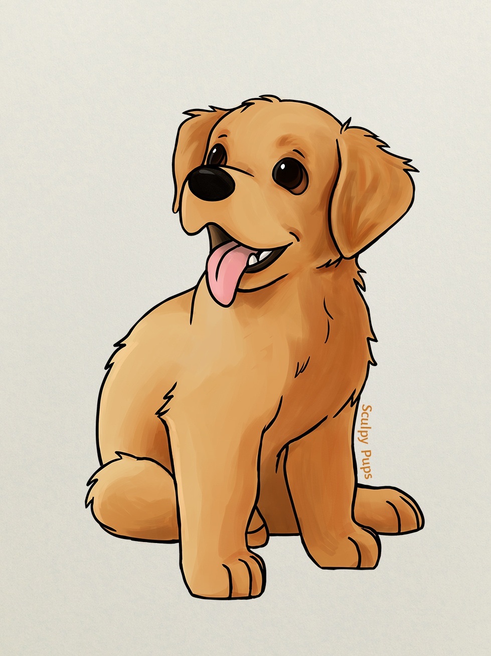 Golden Retriever puppy drawing by SculptedPups on DeviantArt