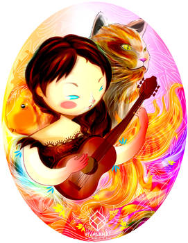 Guitar Cat and Goldfish
