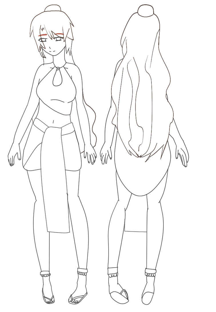 Miki necromancer outfit redesign line art