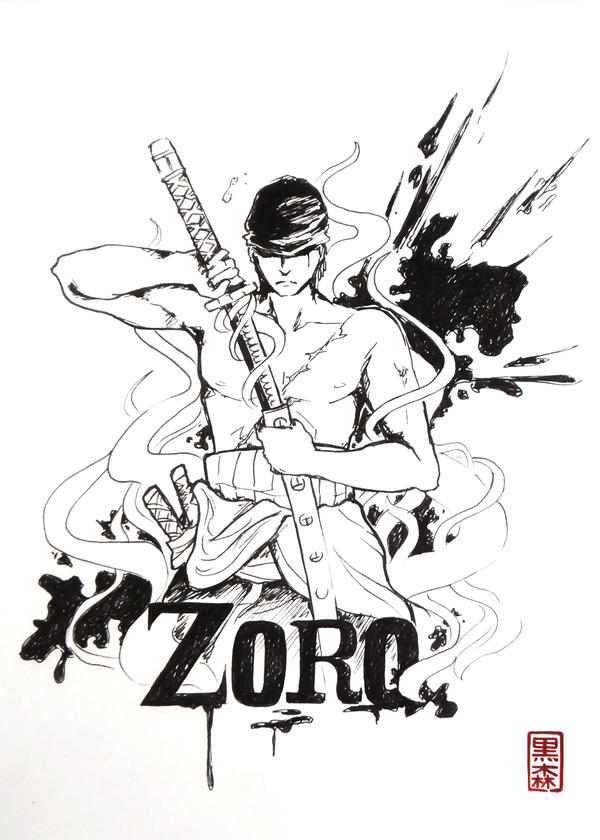 Roronoa Zoro - One Piece - black and white by KuromoriRei on DeviantArt