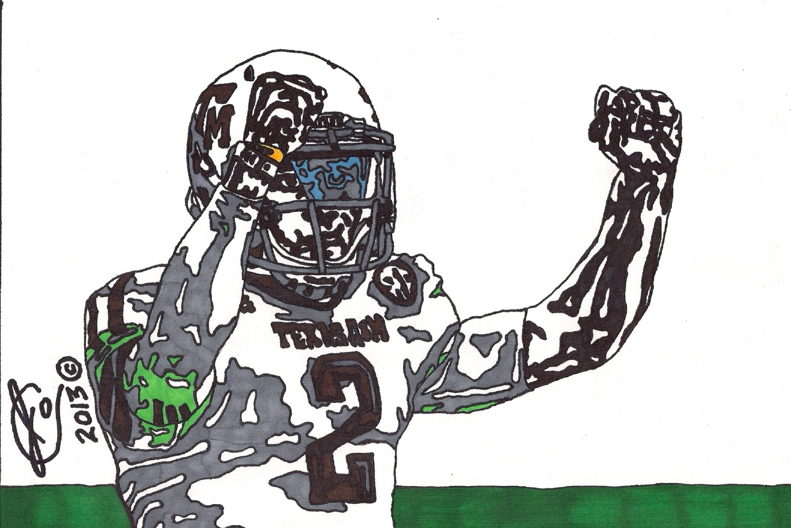 Johnny Manziel Ink Illustration 3 (White Jersey)