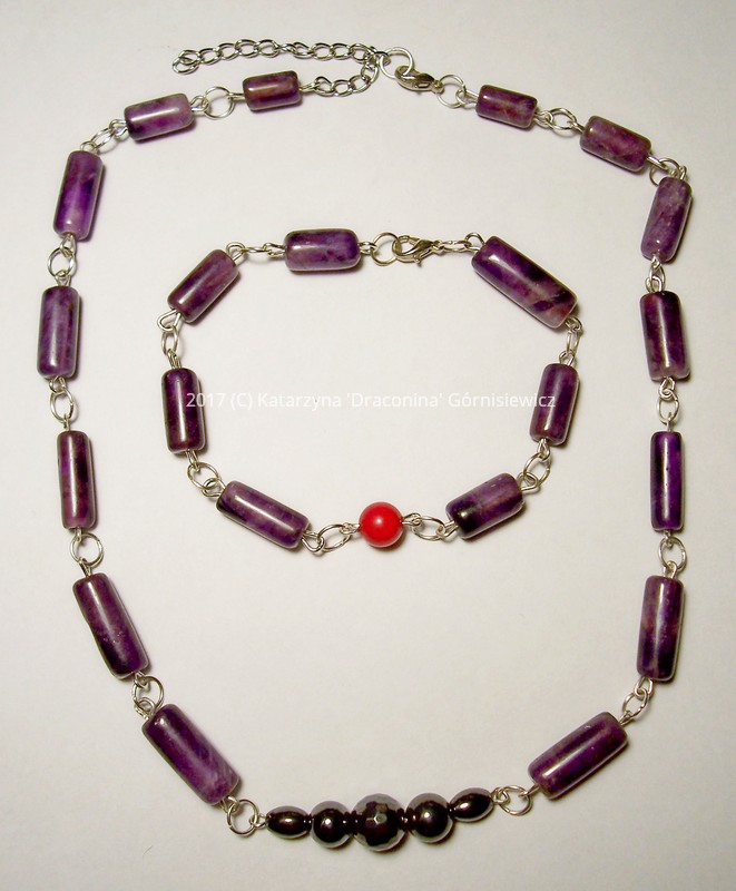 Amethyst hematite pendant and bracelet