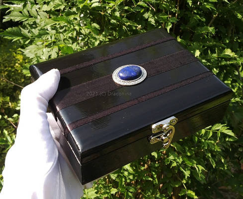 Black tarot box with lapis lazuli