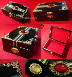 Tarot box black gold and red custom order