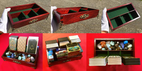 Tarot card deck organizer gemstones rosewood
