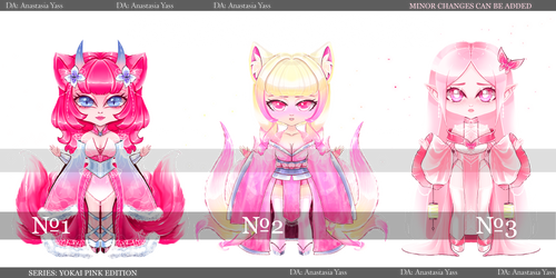 [CLOSED 3\3] CHIBI BATCH - YOKAI PINK EDITION #7 by AnastasiaYass