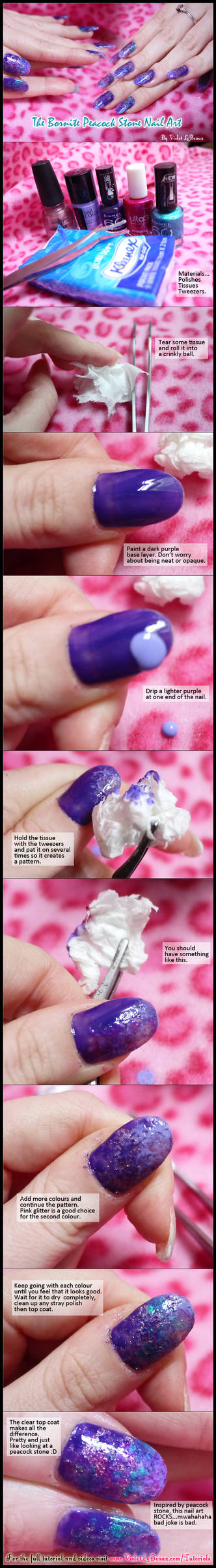 Pretty Bornite Peacock Stone Nail Art Tutorial