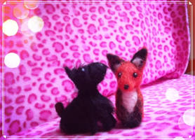 Needle Felted Fox and Scottie Dog