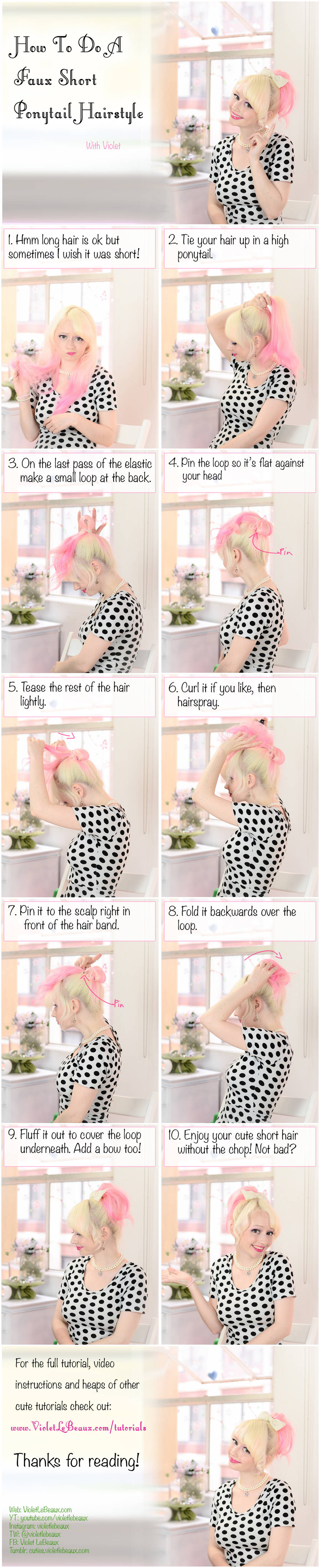 Faux Mini Ponytail Hairstyle Tutorial by VioletLeBeaux