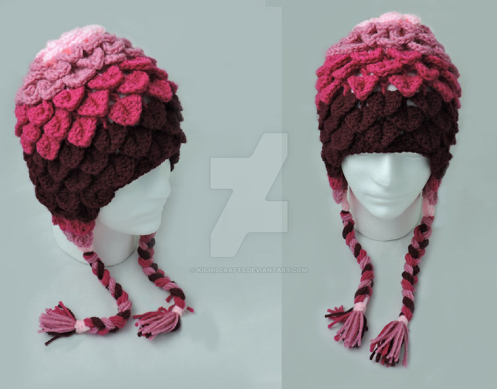 Ombre Pink Crocodile Stitch Crochet Hat