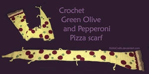 Crochet Green Olive and Pepperoni Pizza scarf