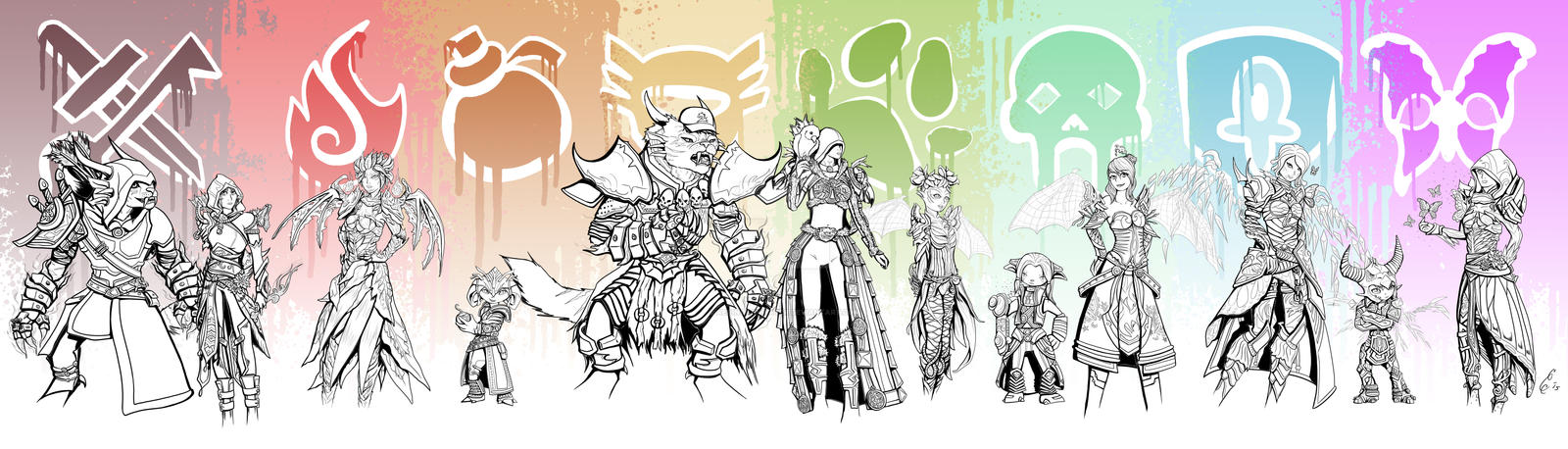 GW2 character portraits---WIP (sketching/inking)