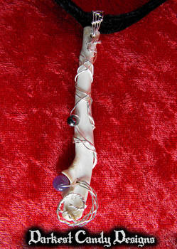 Opossum Ulna With Amethyst And Hematite Beads