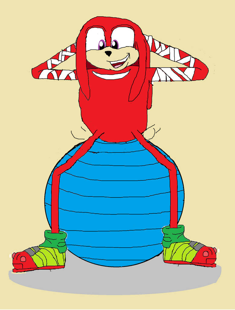 Knuckles is doing yoga exercises on the ball by itetpirsonicfan on ...
