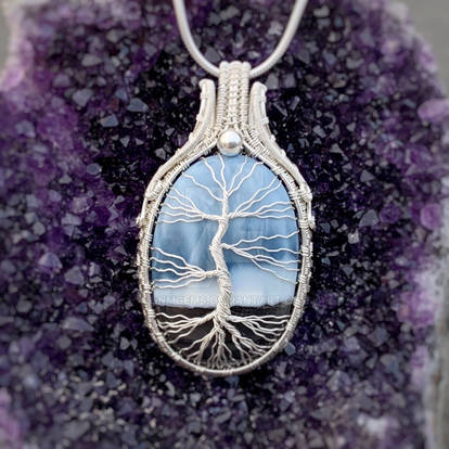 Tree of Life Blue Opal Pendant 