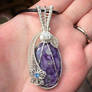 Charoite butterfly rose Pendant