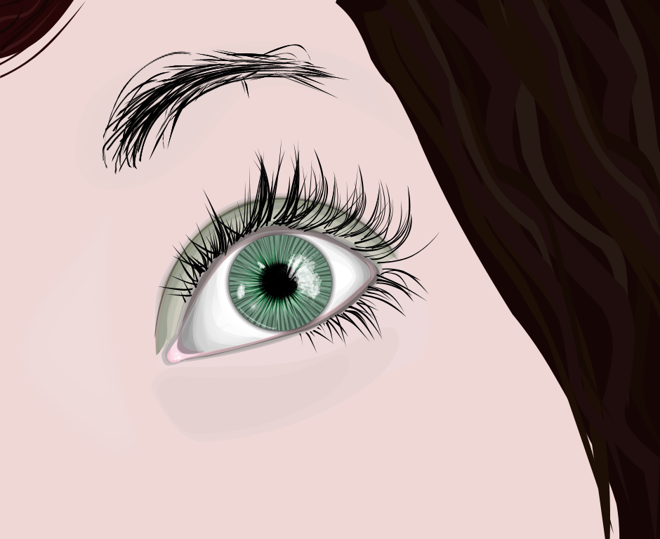 Behind green eye