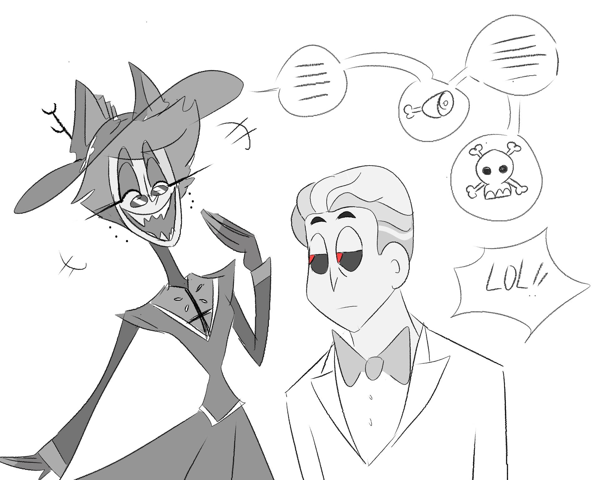 Mimsy Human Form HH Doodle genderswap Alastor and Mimzy by thecottonartg on DeviantArt