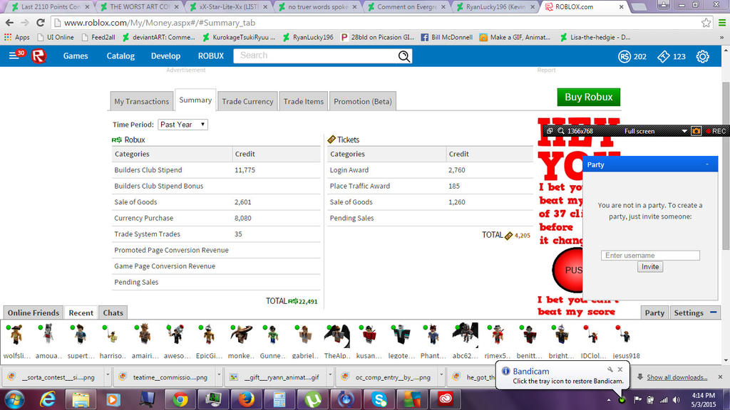 Many Robux Transaction My Robux And Tix Transactions For Last Year today by KirbyStitch on ...
