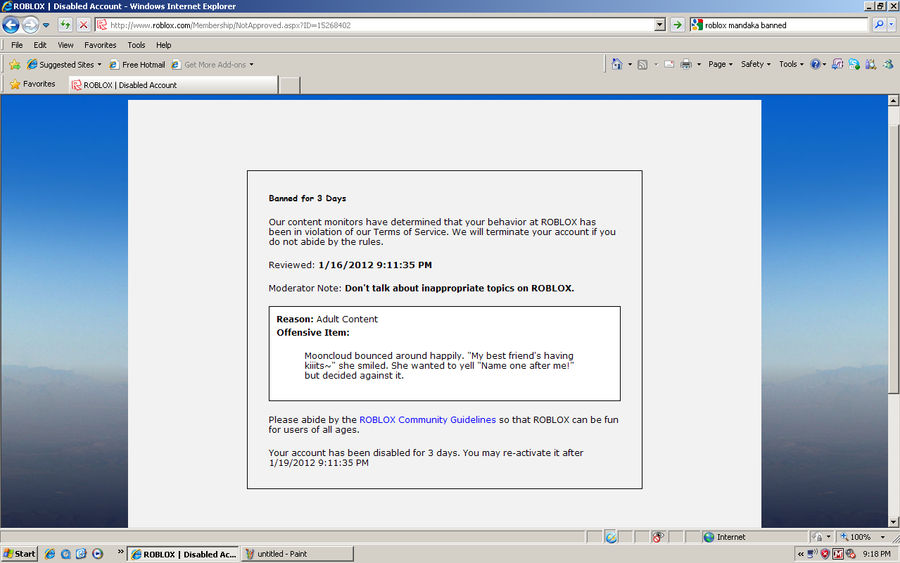 Roblox Ban Note Earn Robux Gg Codes - i got banned that decal youtube screenshot roblox wikia fandom