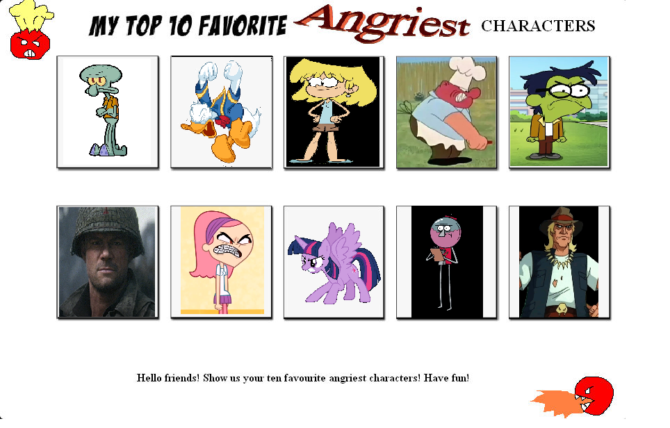 Angry Character Names Most Angriest Characters of Top 10 by RealisticDrawings200 on DeviantArt