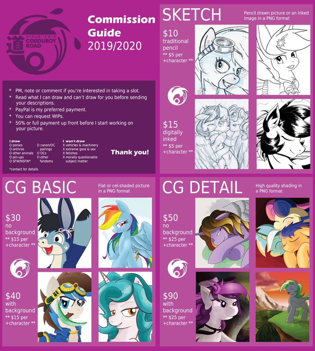 Cordy's Commission Prices 2019/2020