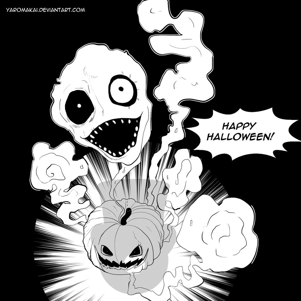 Drawlloween #1 Ghost  and jack o lantern