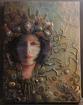 Forest Tribal Queen - mixed media art.