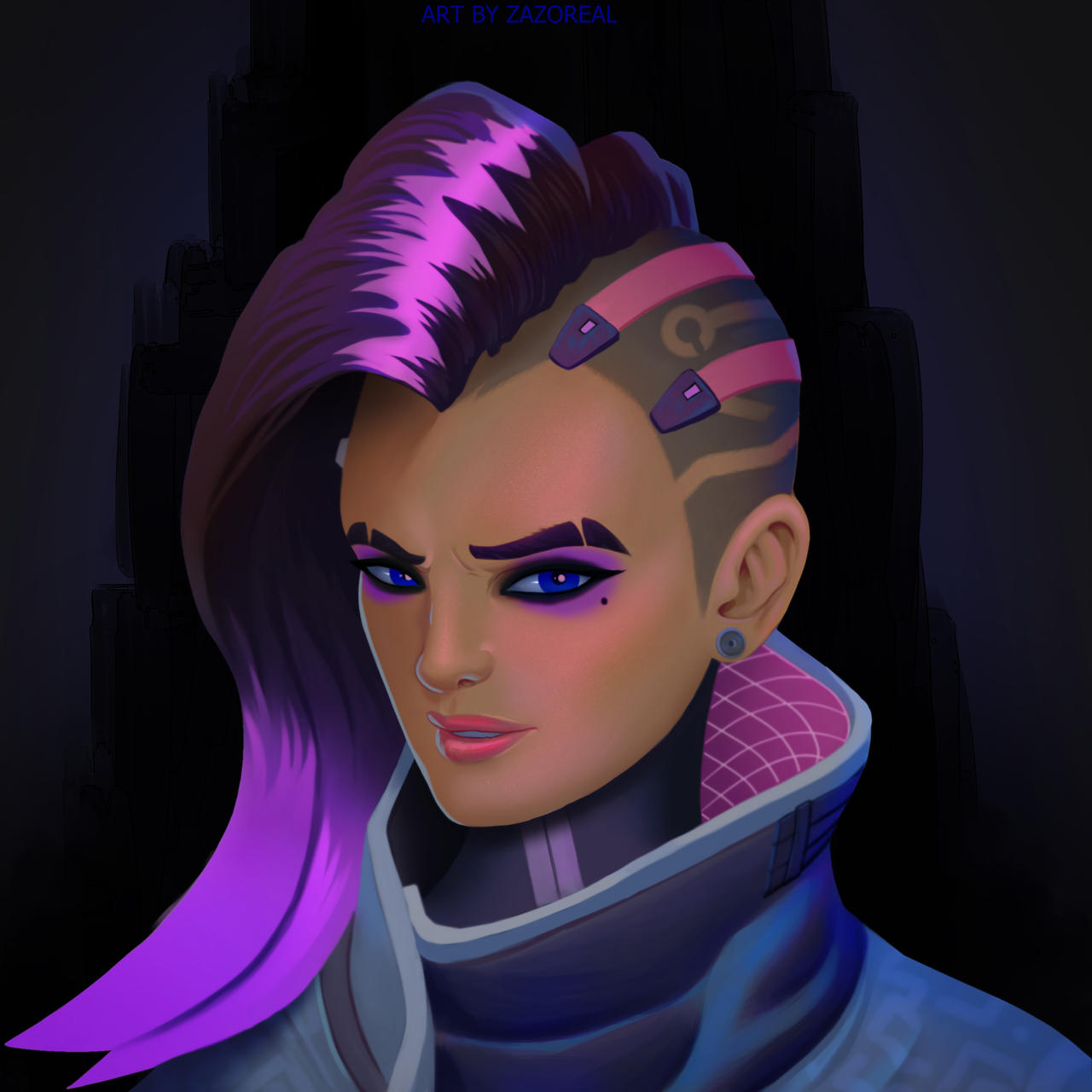 Sombra Overwatch Fanart Portrait by Zazoreal on DeviantArt