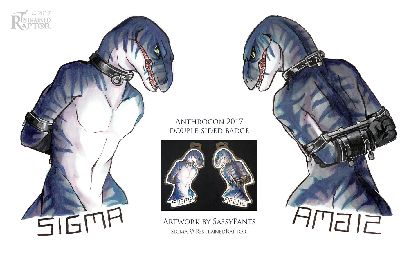Anthrocon 2017 Con Badge by SassyPants by RestrainedRaptor