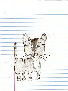 Drawn Grey and Black Cat