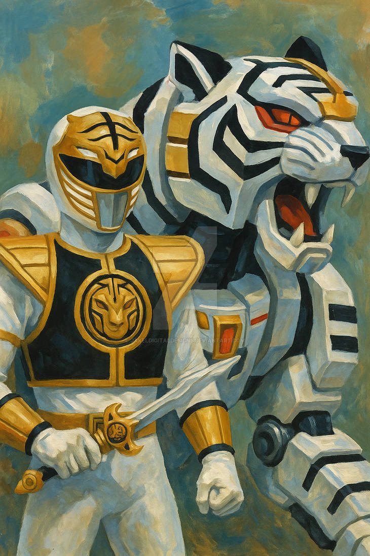 White Ranger with Tigerzord by JakelDigitalDesigns on DeviantArt