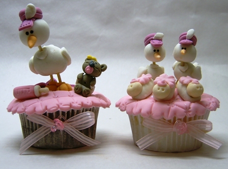 cupcakes - baby shower - stork