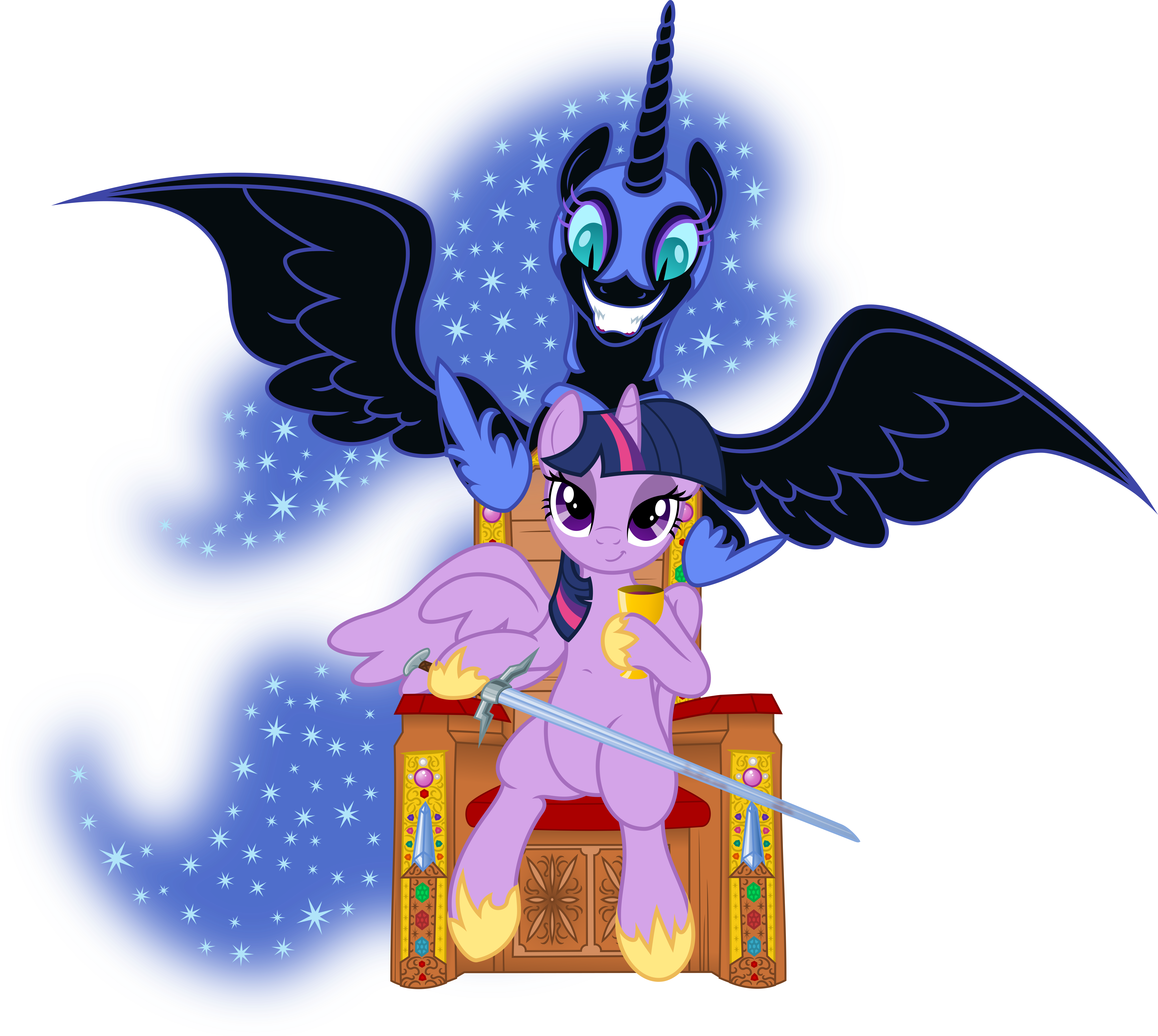 Vector Twilight Sparkle and Nightmare Moon by DeyrasD