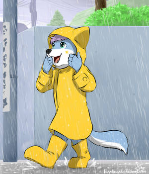 Commission art : Little wolf in the rain