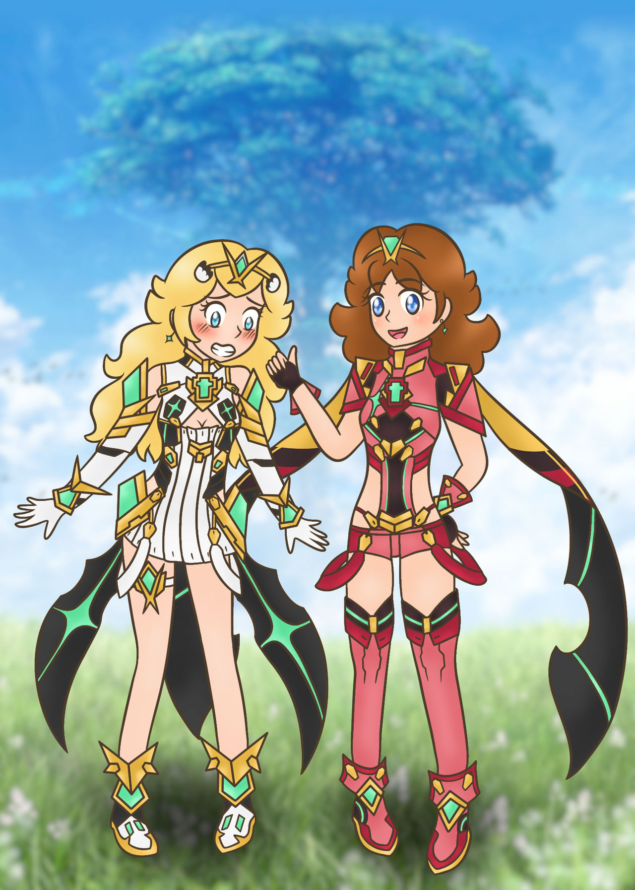 Pyra and Mythra..? by kittinlove12 on DeviantArt