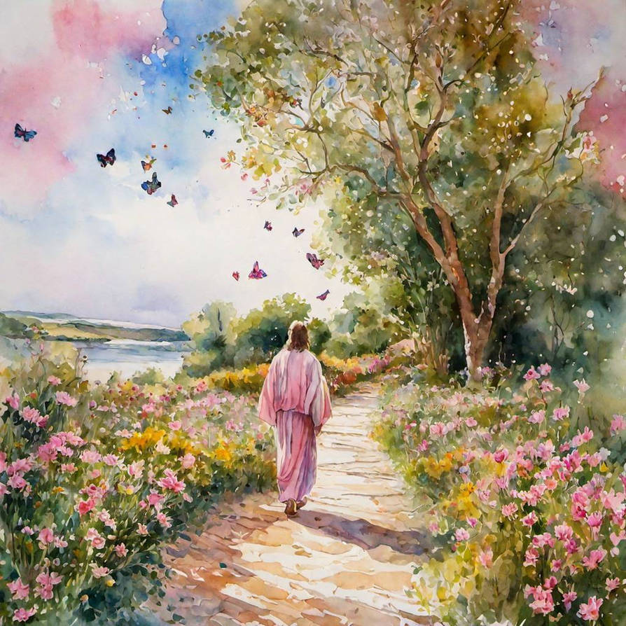 Jesus and flowers by elaairt on DeviantArt