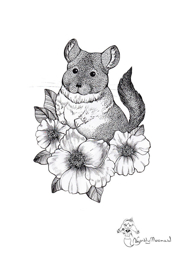 Chinchilla in flowers