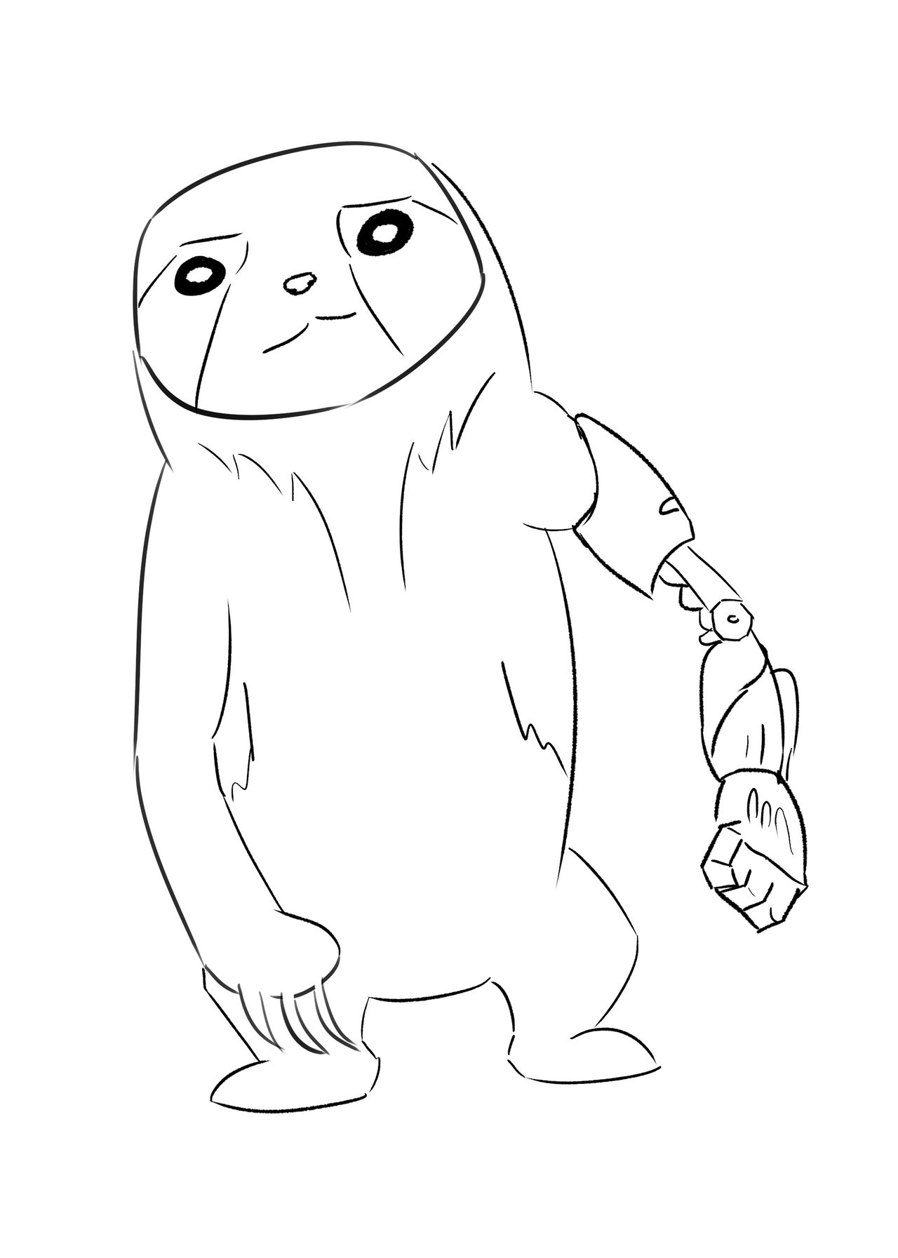 Sloth with mech arm by Yikame on DeviantArt