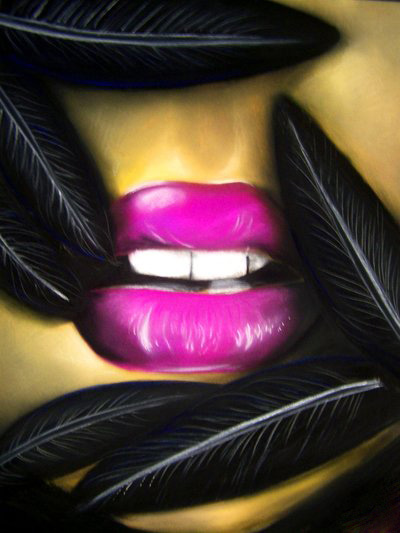 lips black feathers