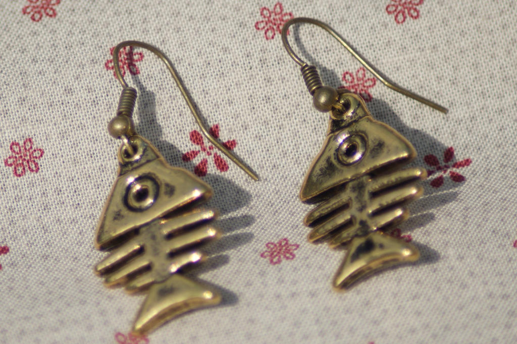 Fish Skeleton Dangle Earrings