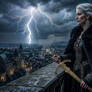 Silver Haired Queen Holding Her Sword