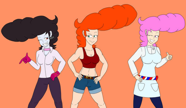 Marie, Amber, and Patricia Pompadours