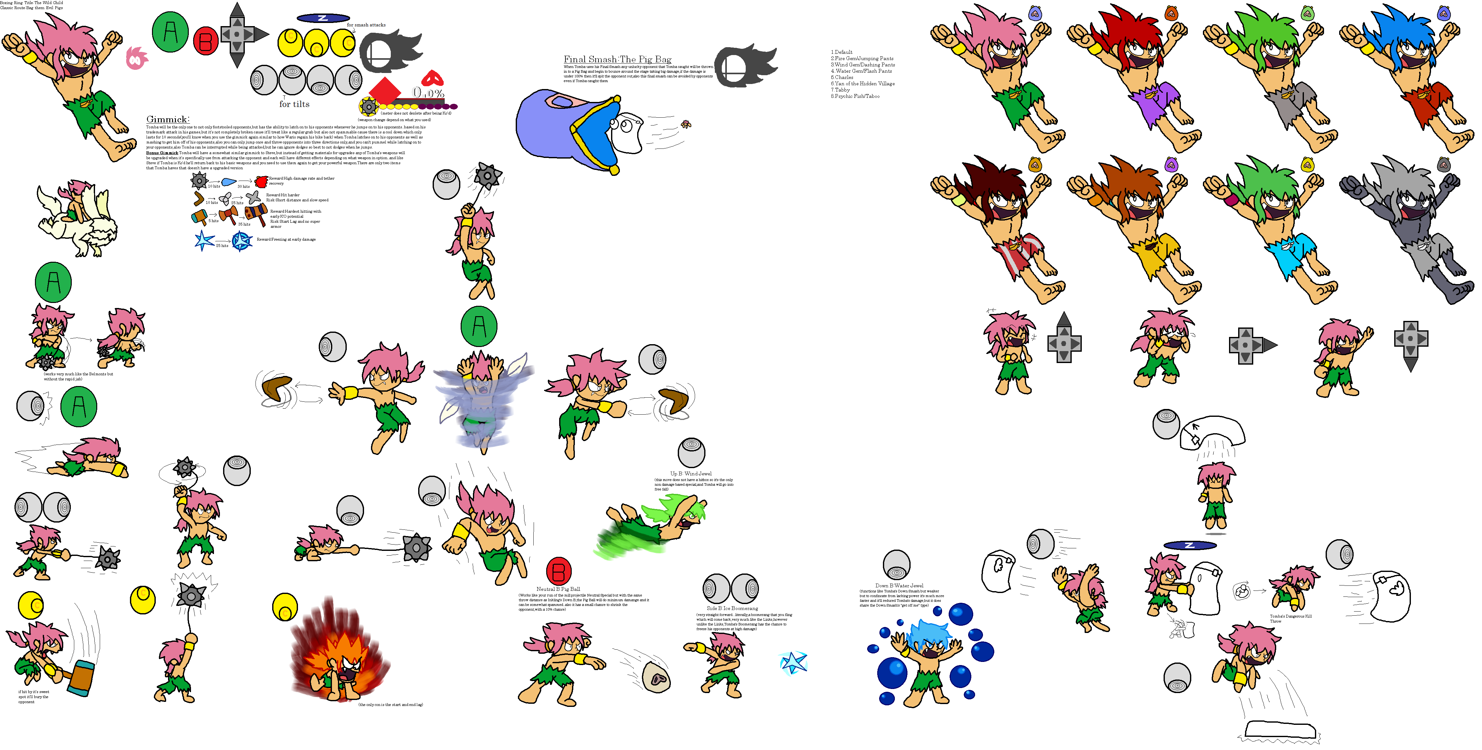Character Move Set Tomba's Smash Bros Moveset by YingYangHeart on DeviantArt