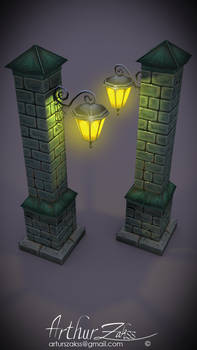 Low poly column-wall lantern