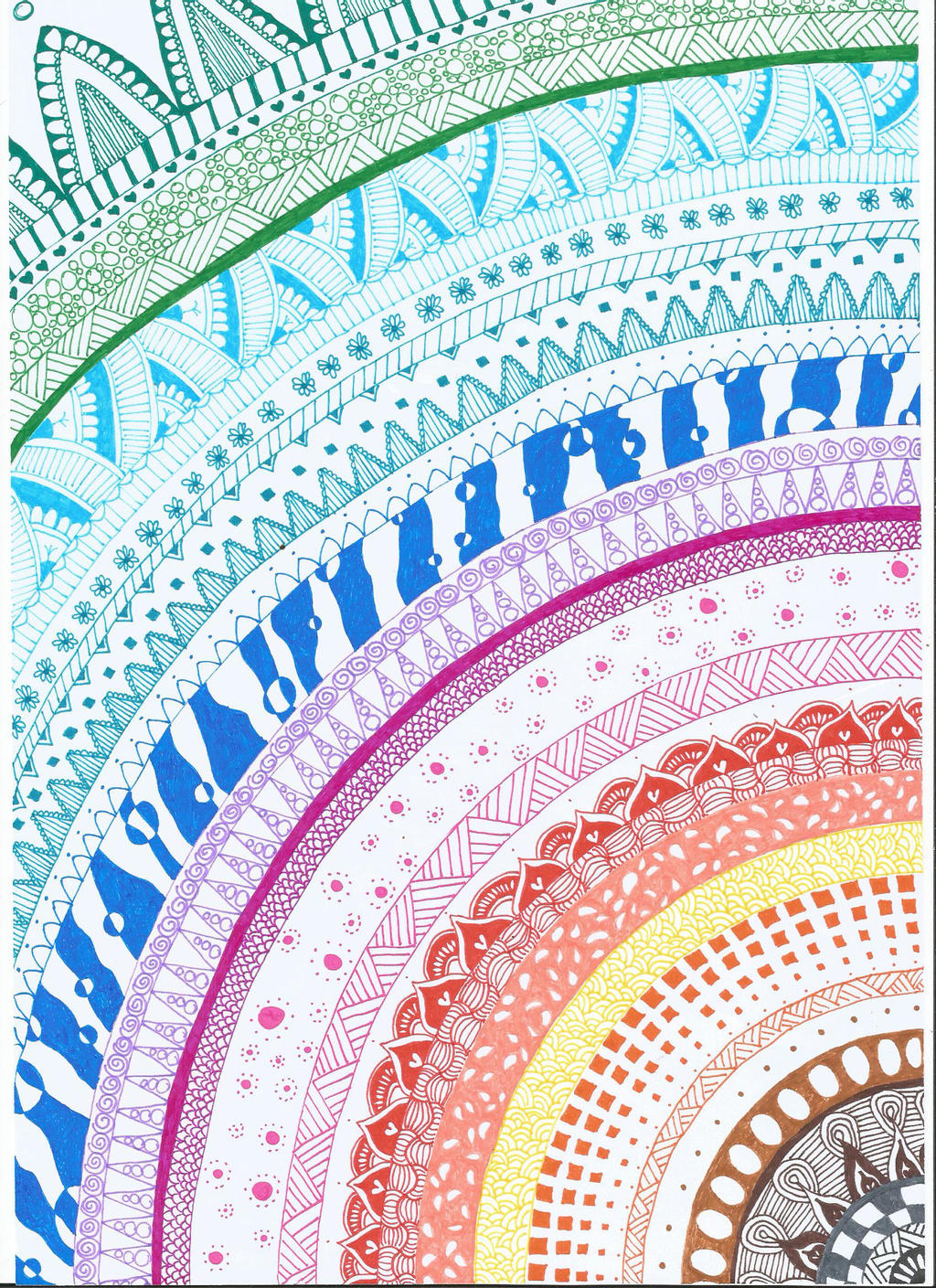 Zentangle Rainbow Mosaic, using 3Z tiles and watercolour pencils. :  r/Zentangle