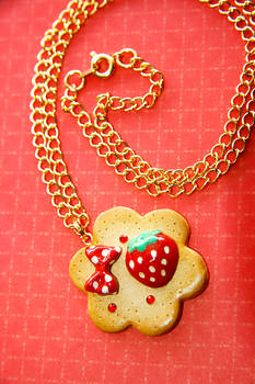 Red Strawberry Cookie Necklace