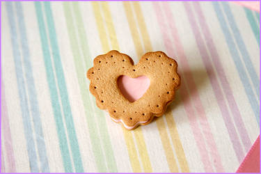 Strawberry Creme Filled Heart Cookie Brooch