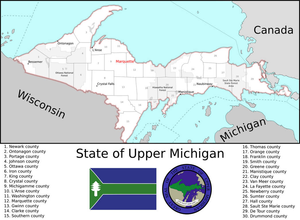 Map of the State of Upper Michigan by Coliop-Kolchovo on DeviantArt